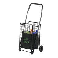 Honey-Can-Do CRT-01511 Medium Folding Shopping Cart Rolling 4-Wheel Utility Wagon, Black N2