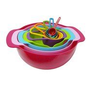 Agile-Shop 10 Piece Compact Mixing Bowls, Food Prep and Measuring Nesting Set, Multi-Color
