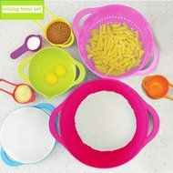 Agile-Shop 10 Piece Compact Mixing Bowls, Food Prep and Measuring Nesting Set, Multi-Color N8