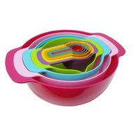 Agile-Shop 10 Piece Compact Mixing Bowls, Food Prep and Measuring Nesting Set, Multi-Color N9