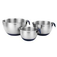 VonShef Premium 3 Piece Stainless Steel Mixing Bowl Set with Pouring Spouts, Handles and Non Slip Silicone Base N3