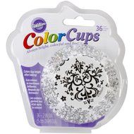 Wilton 415-2352 36 Count Baking Cup, Standard, Damask, Black/White