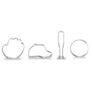 Yunko 4-Piece Baseball Stainless Steel Cookie Cutter Set Fondant Cutter Cake Decoration Tools