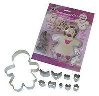 R &amp; M International Gingerbread Girl Customizable Cookie Cutter Set, Silver