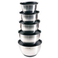 PriorityChef 5 Piece Mixing Bowls With Lids, Large 5 Quart Capacity, Stainless Steel, Non Slip Silicone Bottom... N2