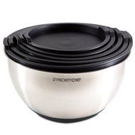 PriorityChef 5 Piece Mixing Bowls With Lids, Large 5 Quart Capacity, Stainless Steel, Non Slip Silicone Bottom... N3
