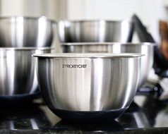 PriorityChef 5 Piece Mixing Bowls With Lids, Large 5 Quart Capacity, Stainless Steel, Non Slip Silicone Bottom... N8