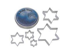 R &amp; M Set of Six Point Stars in Assorted Sizes and a Storage Tin. Range from 5&quot; - 1.5&quot;