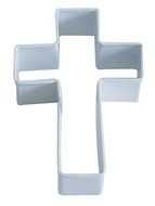 R&amp;M Cross 4&quot; Cookie Cutter White With Brightly Colored, Durable, Baked-on Polyresin Finish