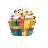 Building Bricks Premium Paper Cupcake Liners (32 count), No Muffin Pan Needed, Colored Block Design N2