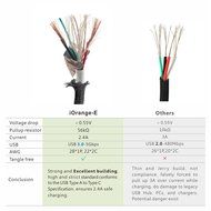 Type C, iOrange-E USB C to USB 3.0 (USB 3.1 Gen 1) 6.6 Ft Braided Cable for Apple Macbook 12&quot;, Nexus 6P, 5X, Pixel... N10