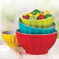 Melamine Mixing Bowl Set, 4 Bowls and 4 Lids.