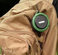 ShiZ 3.0 Wireless Bluetooth 5W Speaker Waterproof/Speakerphone/Suction Cup/Micro SD/Carbine Clip-Olive Green N6