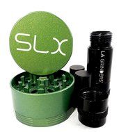 SLX Version 2.0 Green Non-Stick 4 Piece Grinder - 2 Inch with La Grinders Pollen Press N4