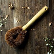 UDTEE 2Pcs Natural/Practical Log Wood Handle Coir Fiber Brush/Dish Brush N2