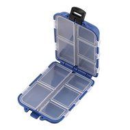 10 Compartment Small Blue Fishing Tackle Box Hook &amp; Lures Case, Hardware &amp; Pills