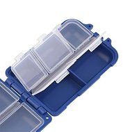 10 Compartment Small Blue Fishing Tackle Box Hook &amp; Lures Case, Hardware &amp; Pills N4