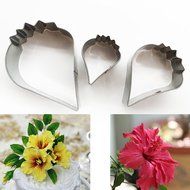 KOOTIPS 2 Pcs/Set of Hibiscus Flower Cutter Decor Fondant Cake Cutters for Stainless Steel (Hibiscus)