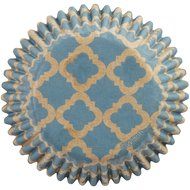Wilton Standard Baking Cups, Unbleached Turquoise Quatrefoil, 75-Pack