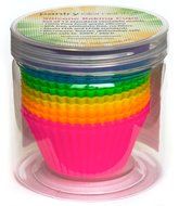 Pantry Elements Silicone Cupcake Liners / Baking Cups - 12 Vibrant Muffin Molds in Storage Jar N2