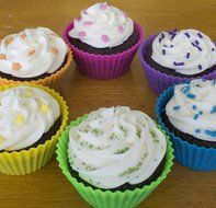 Pantry Elements Silicone Cupcake Liners / Baking Cups - 12 Vibrant Muffin Molds in Storage Jar N4
