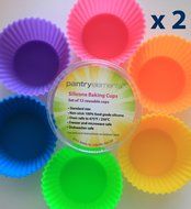 Pantry Elements Silicone Cupcake Liners / Baking Cups - 12 Vibrant Muffin Molds in Storage Jar N5