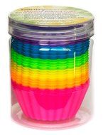 Pantry Elements Silicone Cupcake Liners / Baking Cups - 12 Vibrant Muffin Molds in Storage Jar N9