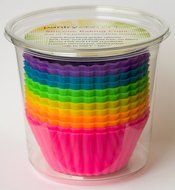 Pantry Elements Silicone Cupcake Liners / Baking Cups - 12 Vibrant Muffin Molds in Storage Jar N16