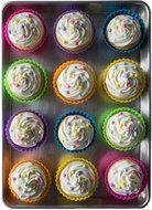 Pantry Elements Silicone Cupcake Liners / Baking Cups - 12 Vibrant Muffin Molds in Storage Jar N21