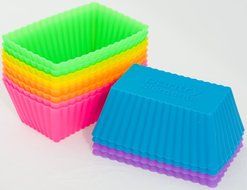 Pantry Elements Silicone Cupcake Liners / Baking Cups - 12 Vibrant Muffin Molds in Storage Jar N29