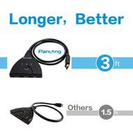 Panlong 3 Port HDMI Switch 3x1 Auto Switch with Fixed 3FT Pigtail Cable Supports 3D, 1080P, HD Audio N4