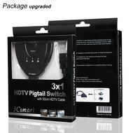 3Csmart 3 Port HDMI Switch with Pigtail Cable Supports 3D, 1080P, HD Audio N3