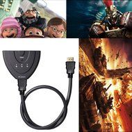 3Csmart 3 Port HDMI Switch with Pigtail Cable Supports 3D, 1080P, HD Audio N8