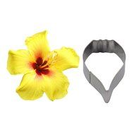 FOUR-C Gumpaste Molds Hibiscus Cake Cutters Sugarcraft Petal for Cupcake Decorations Color Silver