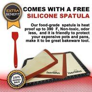 Non-Stick Silicone Baking Mat Set (pack of 2) with Free Heat Resistant Silicone Spatula by Iserlohn, Reusable... N3