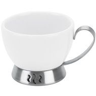 Trudeau Bianca 3-Ounce Espresso Cup, White Porcelain and Stainless Steel