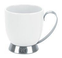 Trudeau Bianca 3-Ounce Espresso Cup, White Porcelain and Stainless Steel N3