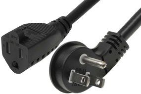 SF Cable, 1ft Ultra Low Profile Angle NEMA 5-15P to 5-15R with 12 inches 16/3 AWG SJT N2