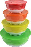 Surpahs Superior Nested Mixing &amp; Prep Bowl Set of 4 Bowls w/ Color Matched Complementary Lids [Improved]