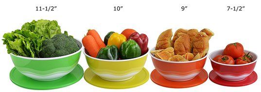 Surpahs Superior Nested Mixing &amp; Prep Bowl Set of 4 Bowls w/ Color Matched Complementary Lids [Improved] N2