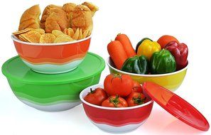 Surpahs Superior Nested Mixing &amp; Prep Bowl Set of 4 Bowls w/ Color Matched Complementary Lids [Improved] N4