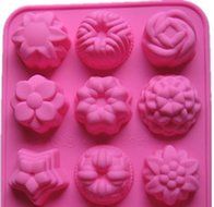 Silicone Cake Mold Pan 12 Per Sheet Flowers