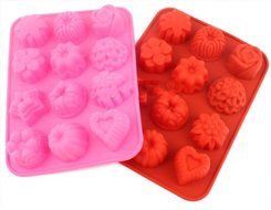 Silicone Cake Mold Pan 12 Per Sheet Flowers N2