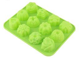 Silicone Cake Mold Pan 12 Per Sheet Flowers N3