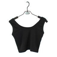 AIMTOPPY Women Tight Crop Top Skinny O-Neck T-Shirts Sports Dance Short Vest (L, Black)