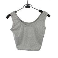 AIMTOPPY Women Tight Crop Top Skinny O-Neck T-Shirts Sports Dance Short Vest (L, Black) N7