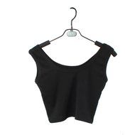 AIMTOPPY Women Tight Crop Top Skinny O-Neck T-Shirts Sports Dance Short Vest (L, Black) N15