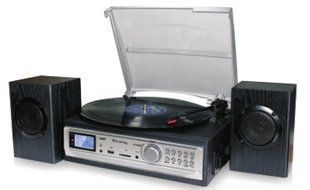 TechPlay ODC194 BK, 3-Speed Turntable &amp; Cassett player W/SD USB,