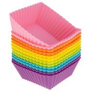Freshware CB-306SC 12-Pack Silicone Square Reusable Cupcake and Muffin Baking Cup, Six Vibrant Colors