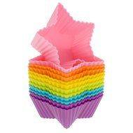 Freshware CB-306SC 12-Pack Silicone Square Reusable Cupcake and Muffin Baking Cup, Six Vibrant Colors N5
